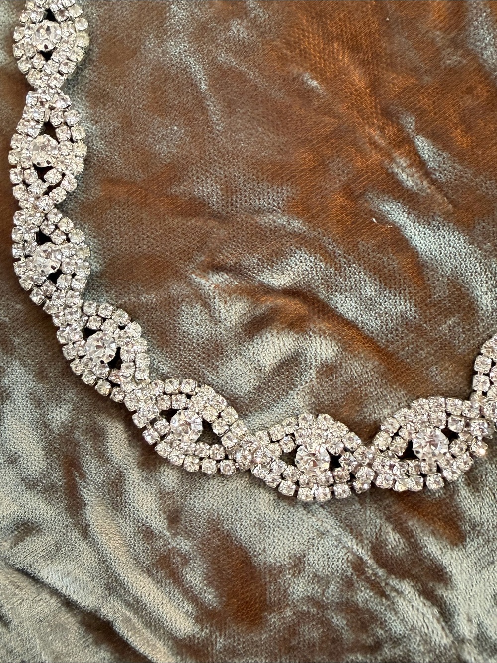 Crystal Infinity Link Statement Necklace - Silver Rhinestone - Picture 6 of 12